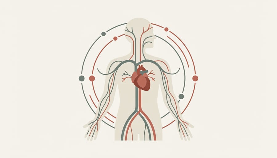 Macro-like conceptual image of glowing red tones in dark fluid, representing blood flow and circulation.