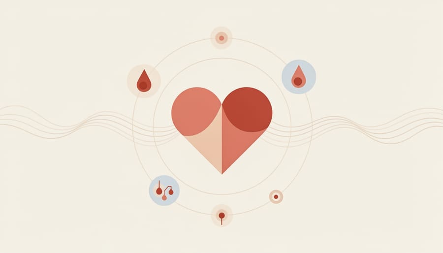 Heart-shaped fabric resting on a nightstand next to a glass of water with a softly blurred bedside lamp glow in the background.